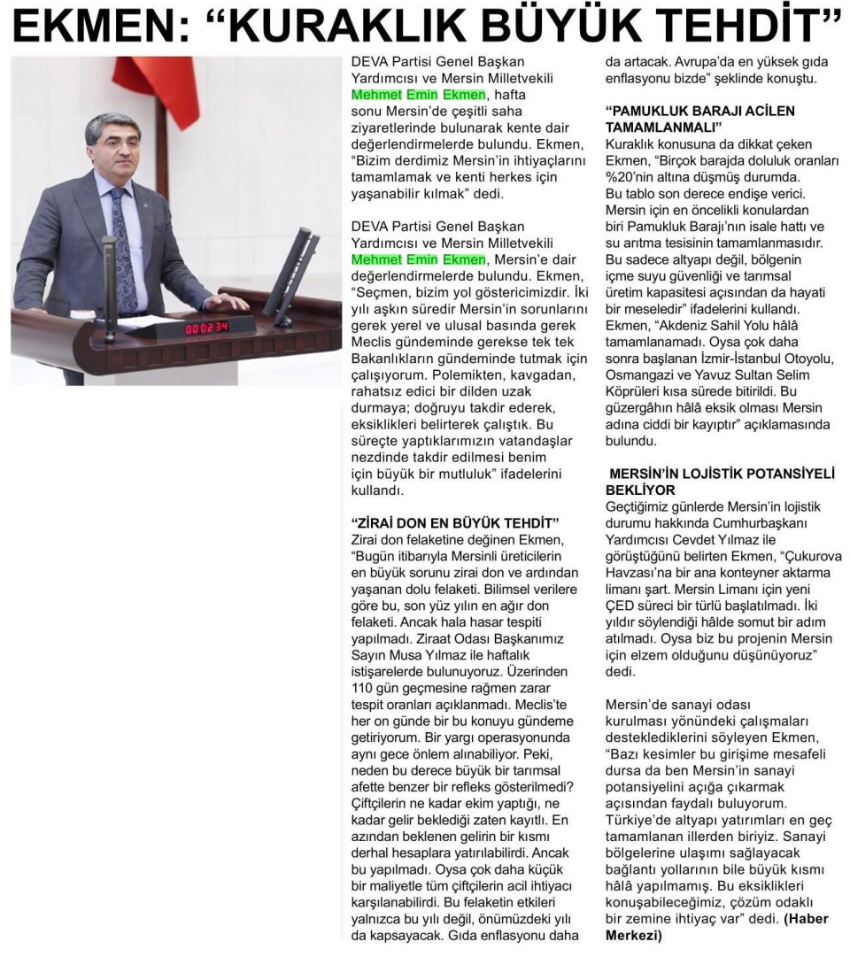 EKMEN, KURAKLIĞA DİKKAT ÇEKTİ