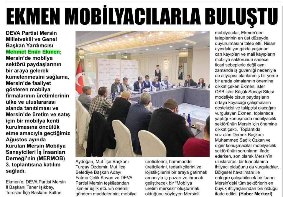 EKMEN MOBİLYACILARLA BULUŞTU