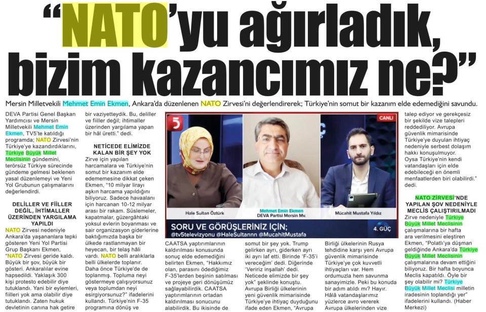 EKMEN, NATO ZİRVESİ'Nİ ELEŞTİRDİ