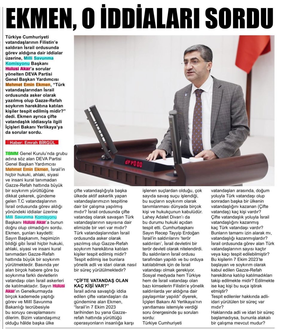 EKMEN, O İDDİALARI SORDU