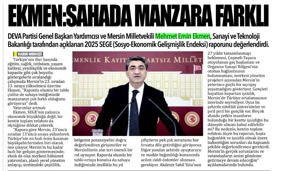 EKMEN: SAHADA MAZNARA FARKLI