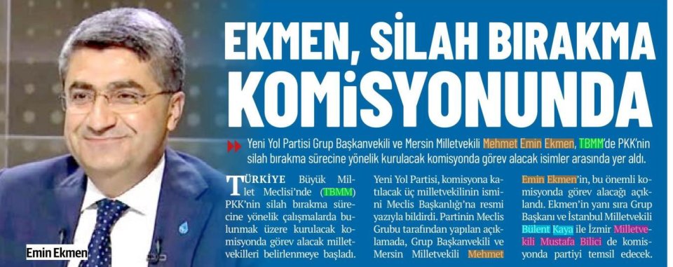 EKMEN, SİLAH BIRAKMA KOMİSYONUNDA