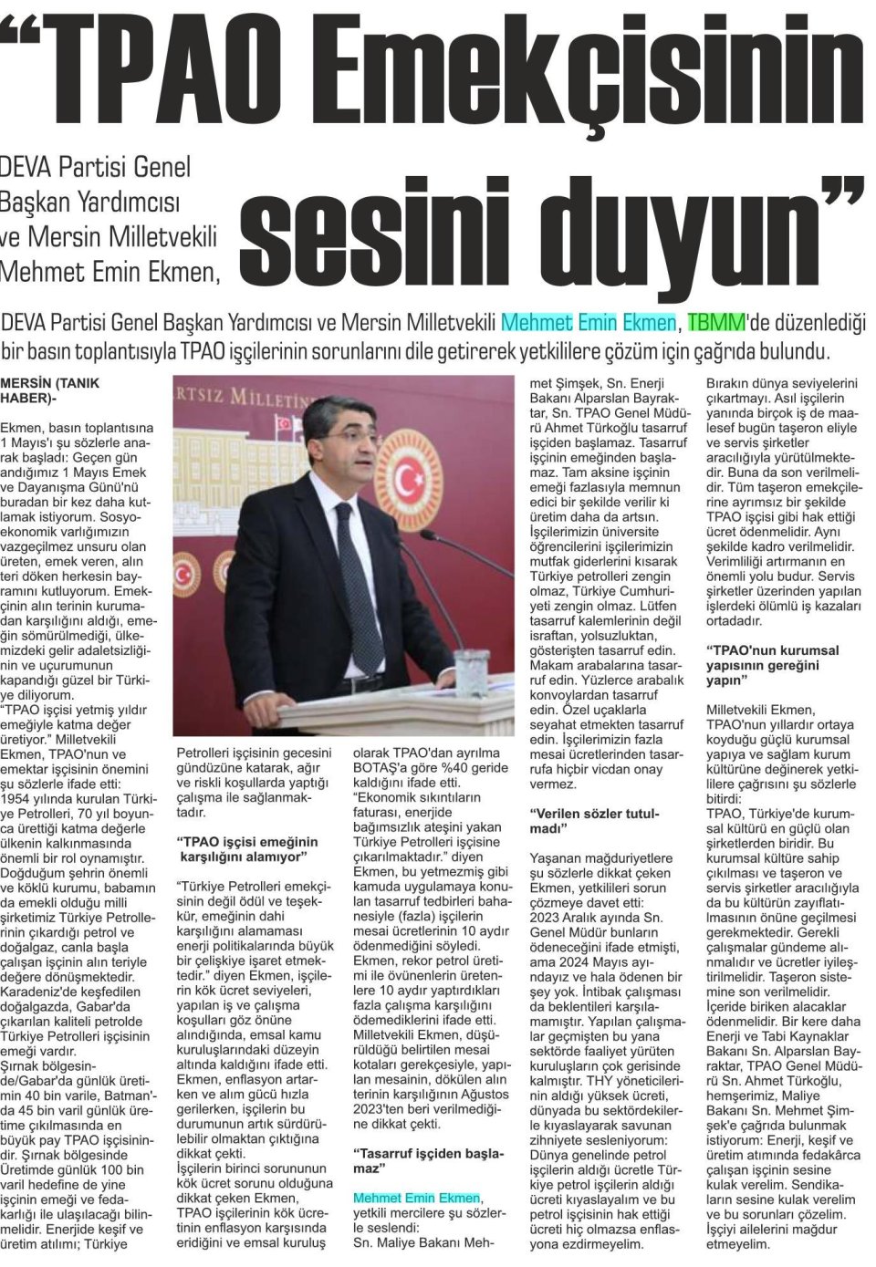 EKMEN: TPAO EMEKÇİSİNİN SESİNİ DUYUN