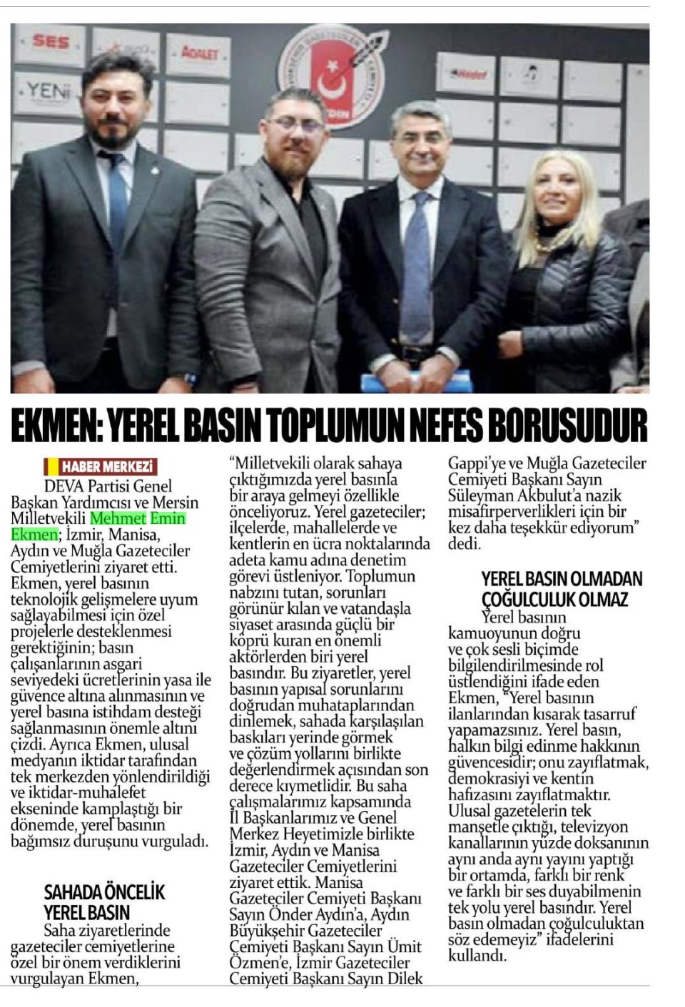 EKMEN,YEREL BASIN TOPLUMUN NEFES BORUSUDUR