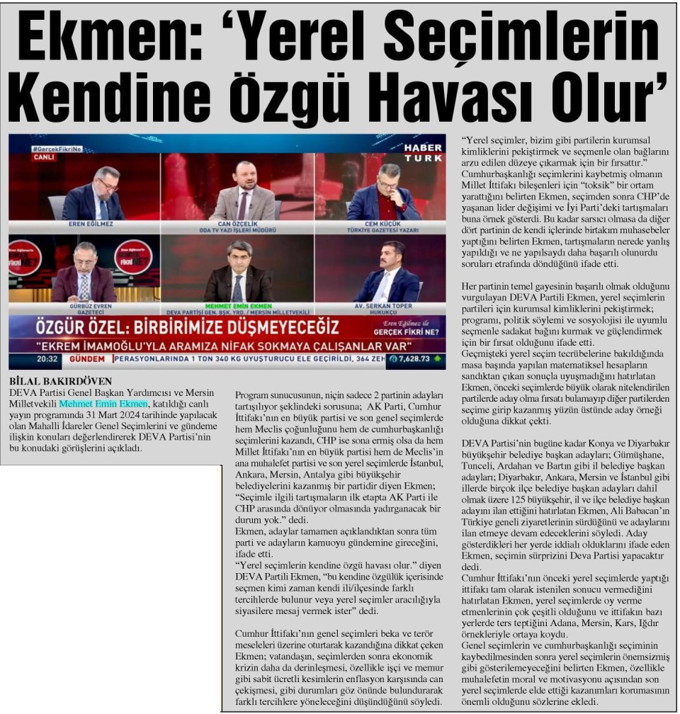 EKMEN: YEREL SEÇİMLERİN KENDİNE ÖZGÜ HAVASI OLUR