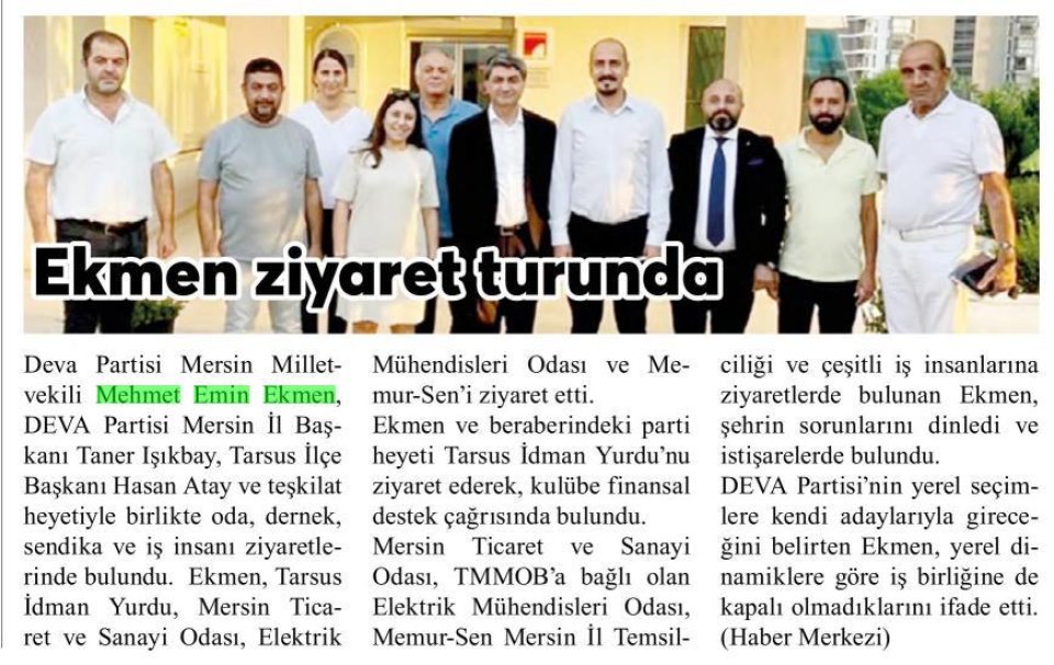 EKMEN ZİYARET TURUNDA