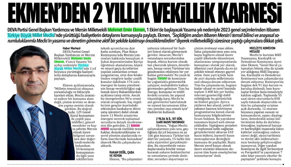 EKMEN'DEN 2 YILLIK VEKİLLİK KARNESİ