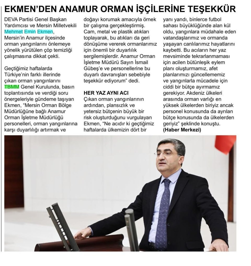 EKMEN'DEN ANAMUR ORMAN İŞÇİLERİNE TEŞEKKÜR