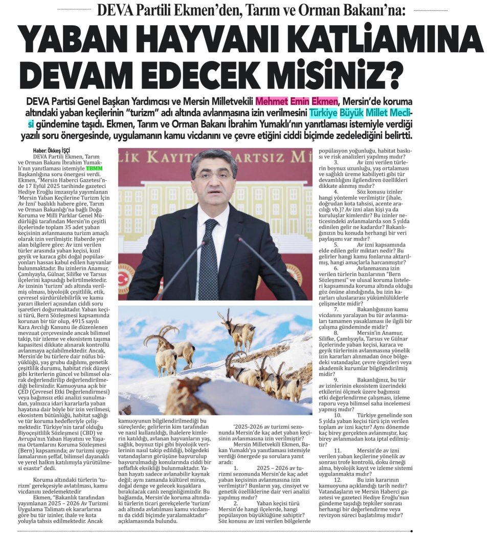 EKMEN'DEN 'AV' TEPKİSİ!