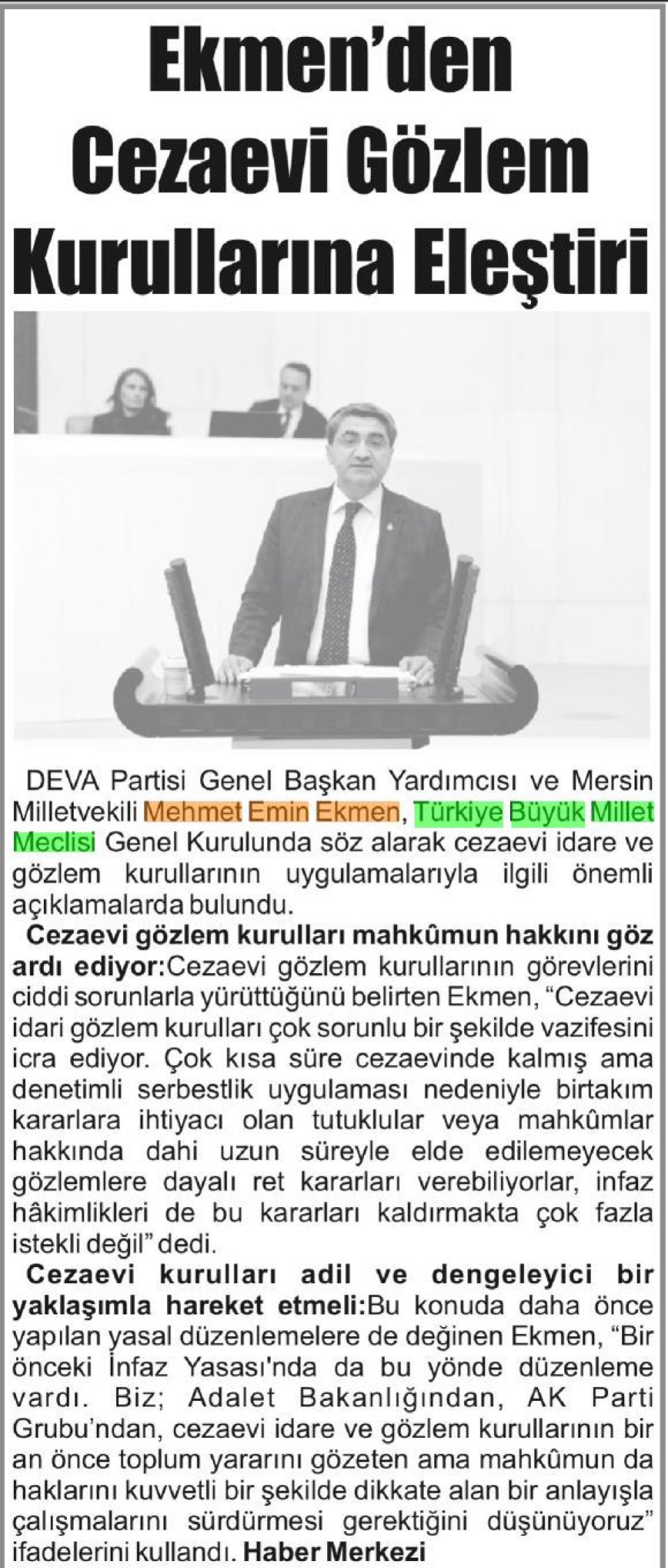 EKMENDEN CEZAEVİ GÖZLEM KURULLARINA ELEŞTİRİ