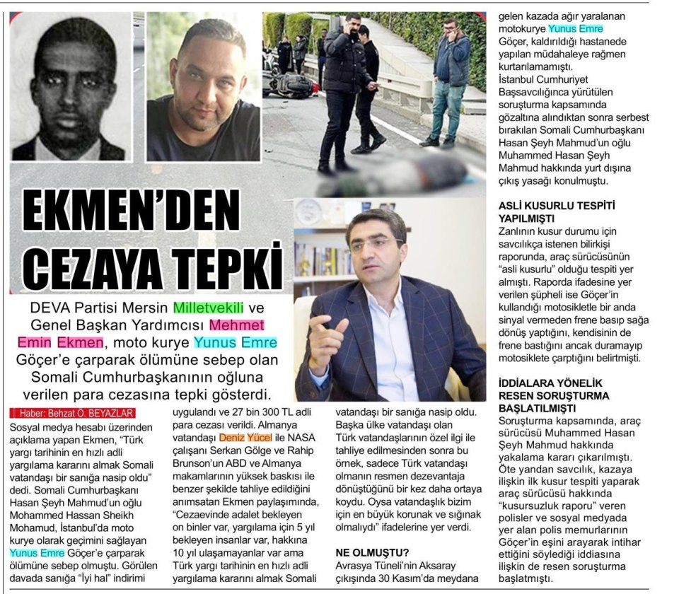 EKMEN'DEN CEZAYA TEPKİ
