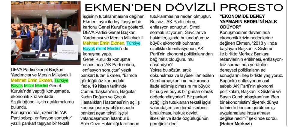 EKMEN'DEN DÖVİZLİ PROESTO