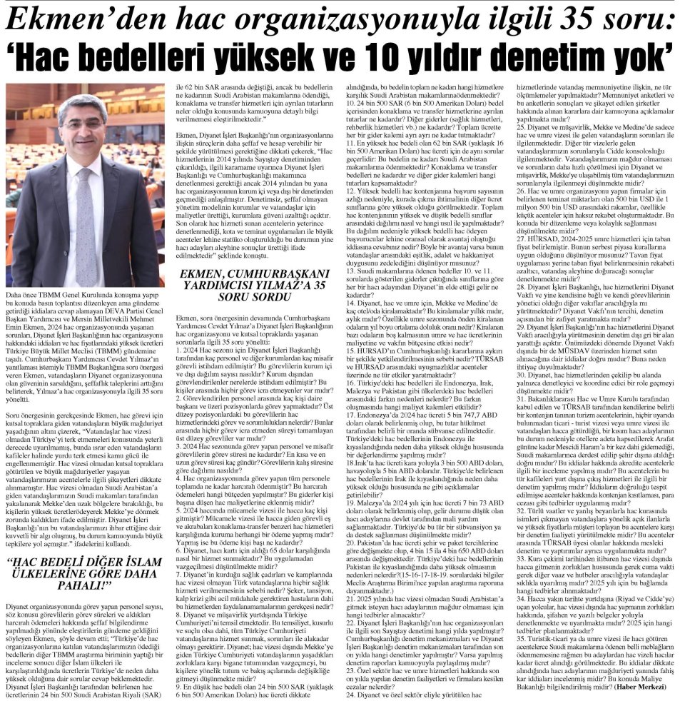 EKMEN'DEN HAC ORGANİZASYONUYLA İLGİLİ 35 SORU