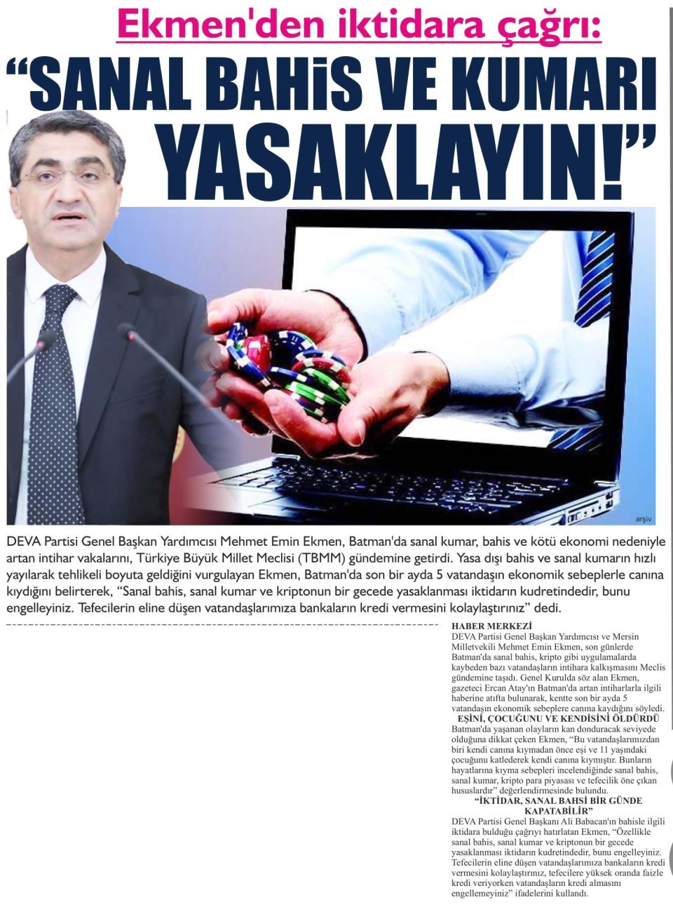 EKMEN'DEN İKTİDARA ÇAĞRI