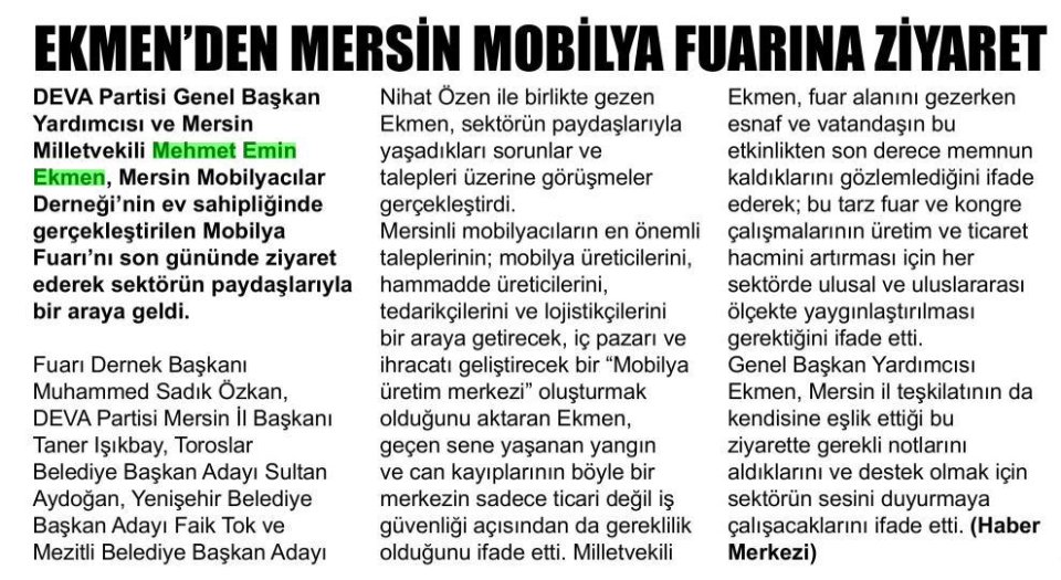 EKMENDEN MERSİN MOBİLYA FUARINA ZİYARET