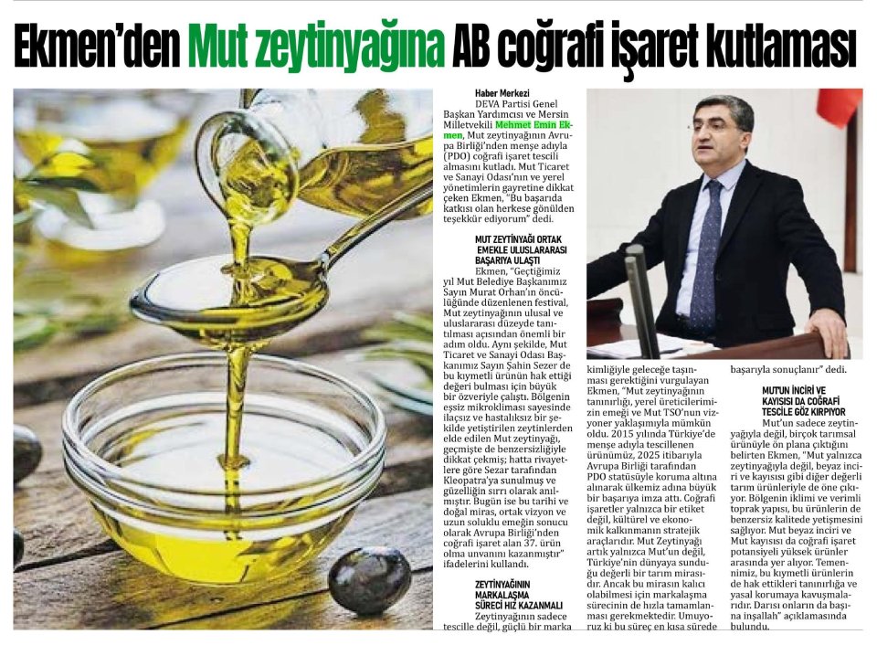 EKMENDEN MUT ZEYTİNYAĞINA AB COĞRAFİ İŞARET KUTLAMASI