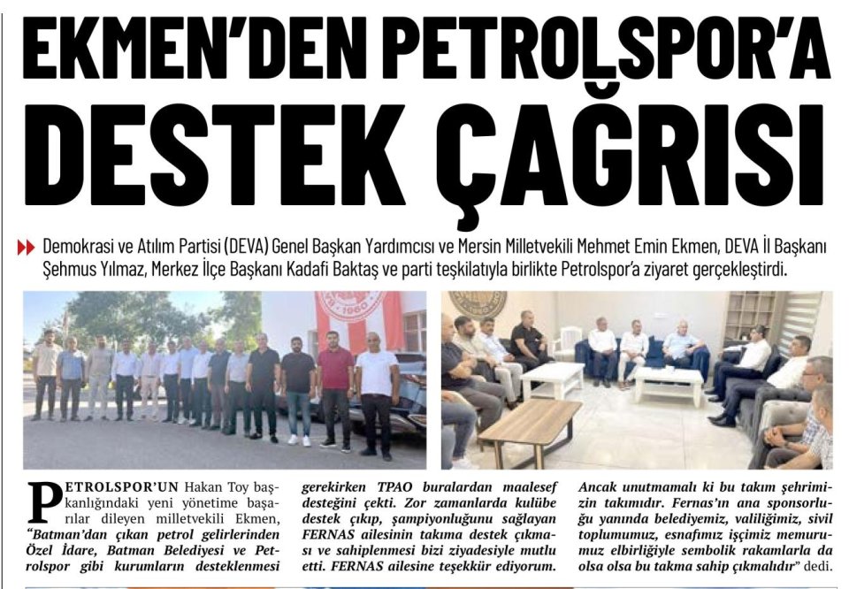 EKMENDEN PETROLSPOR'A DESTEK ÇAĞRISI