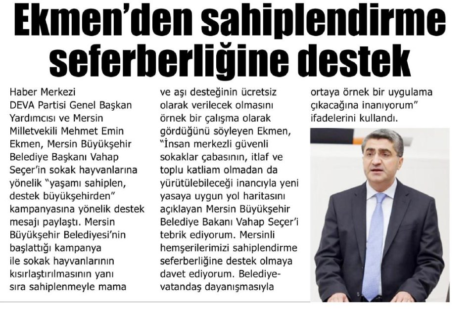 EKMENDEN SAHİPLENDİRME SEFERBERLİĞİNE DESTEK