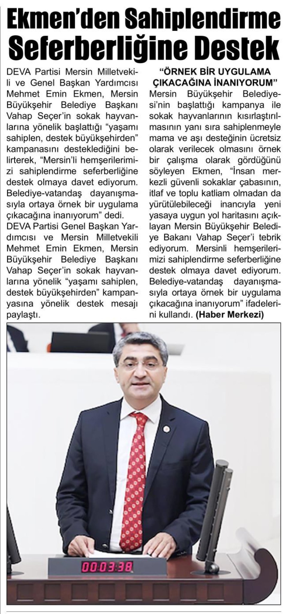 EKMEN'DEN SAHİPLENDİRME SEFERBERLİĞİNE DESTEK