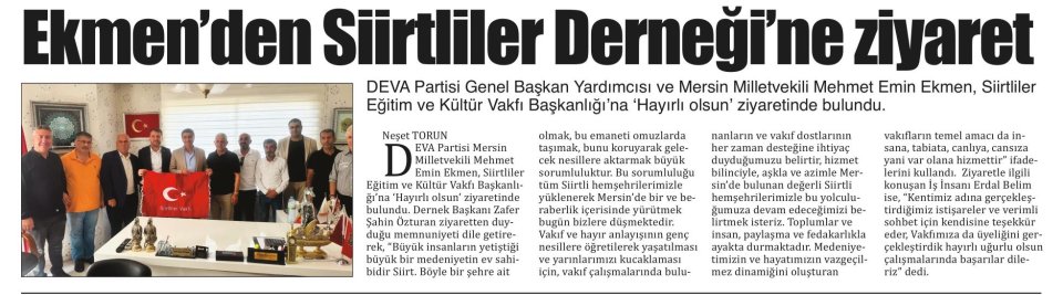 EKMEN'DEN SİİRTLİLER DERNEĞİ'NE ZİYARET
