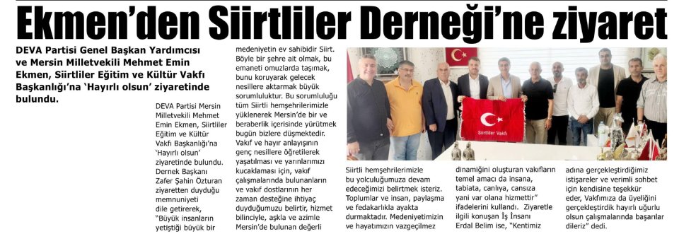 EKMEN'DEN SİİRTLİLER DERNEĞİ'NE ZİYARET
