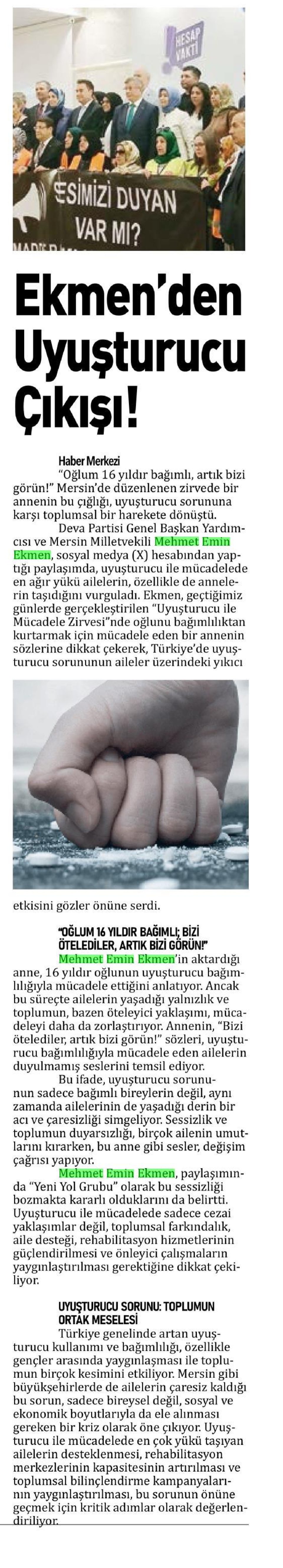 EKMEN'DEN UYUŞTURUCU ÇIKIŞI!
