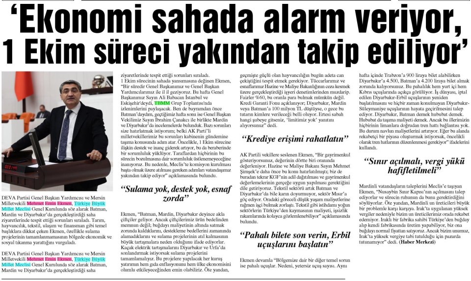 'EKONOMİ SAHADA ALARM VERİYOR, 1 EKİM SÜRECİ YAKINDAN TAKİP EDİLİYOR'