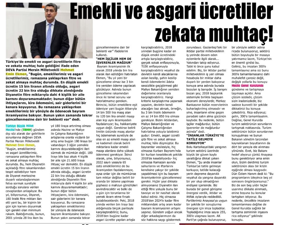  EMEKLİ VE ASGARİ ÜCRETLİLER ZEKATA MUHTAÇ