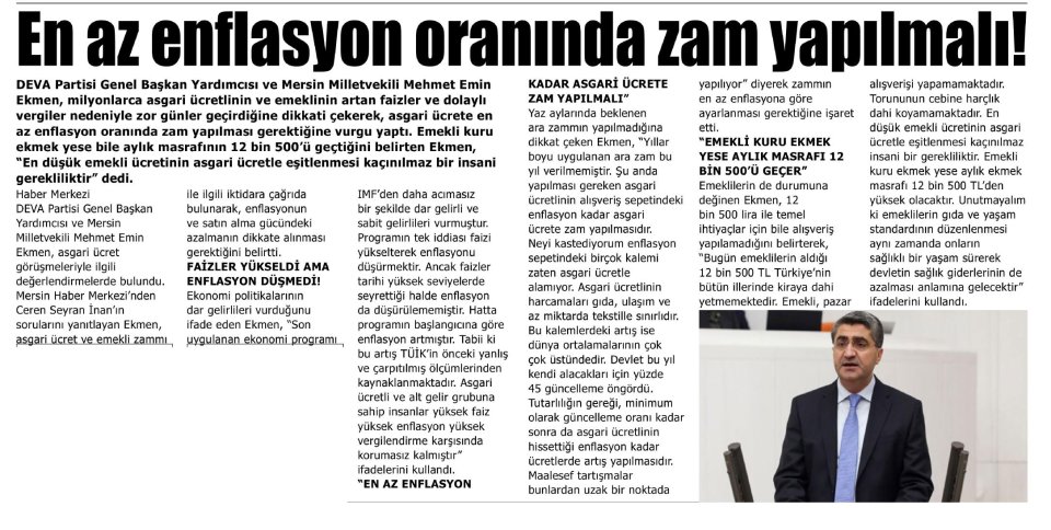 EN AZ ENFLASYON ORANINDA ZAM YAPILMALI!