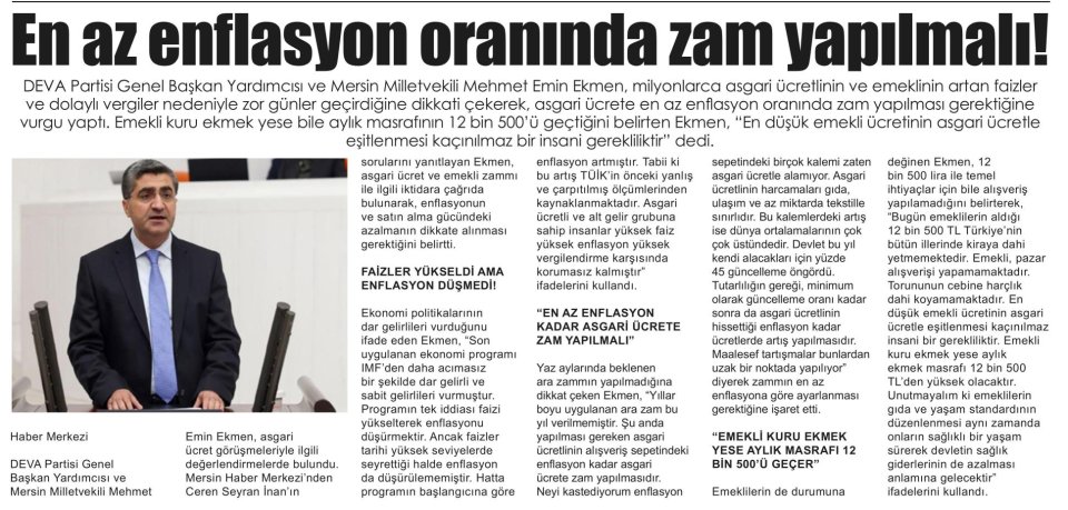 EN AZ ENFLASYON ORANINDA ZAM YAPILMALI!
