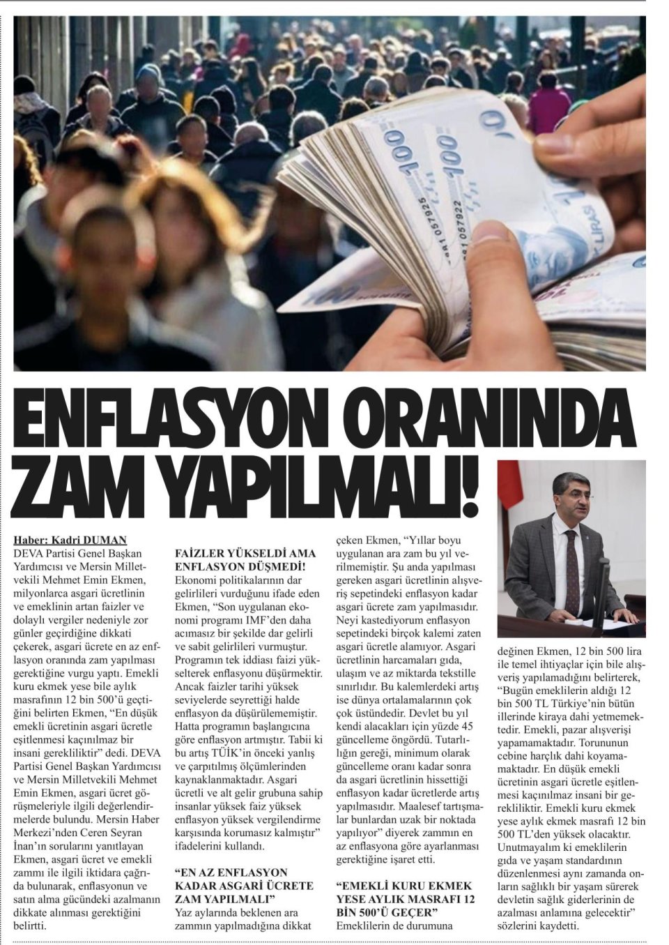 ENFLASYON ORANINDA ZAM YAPILMALI!
