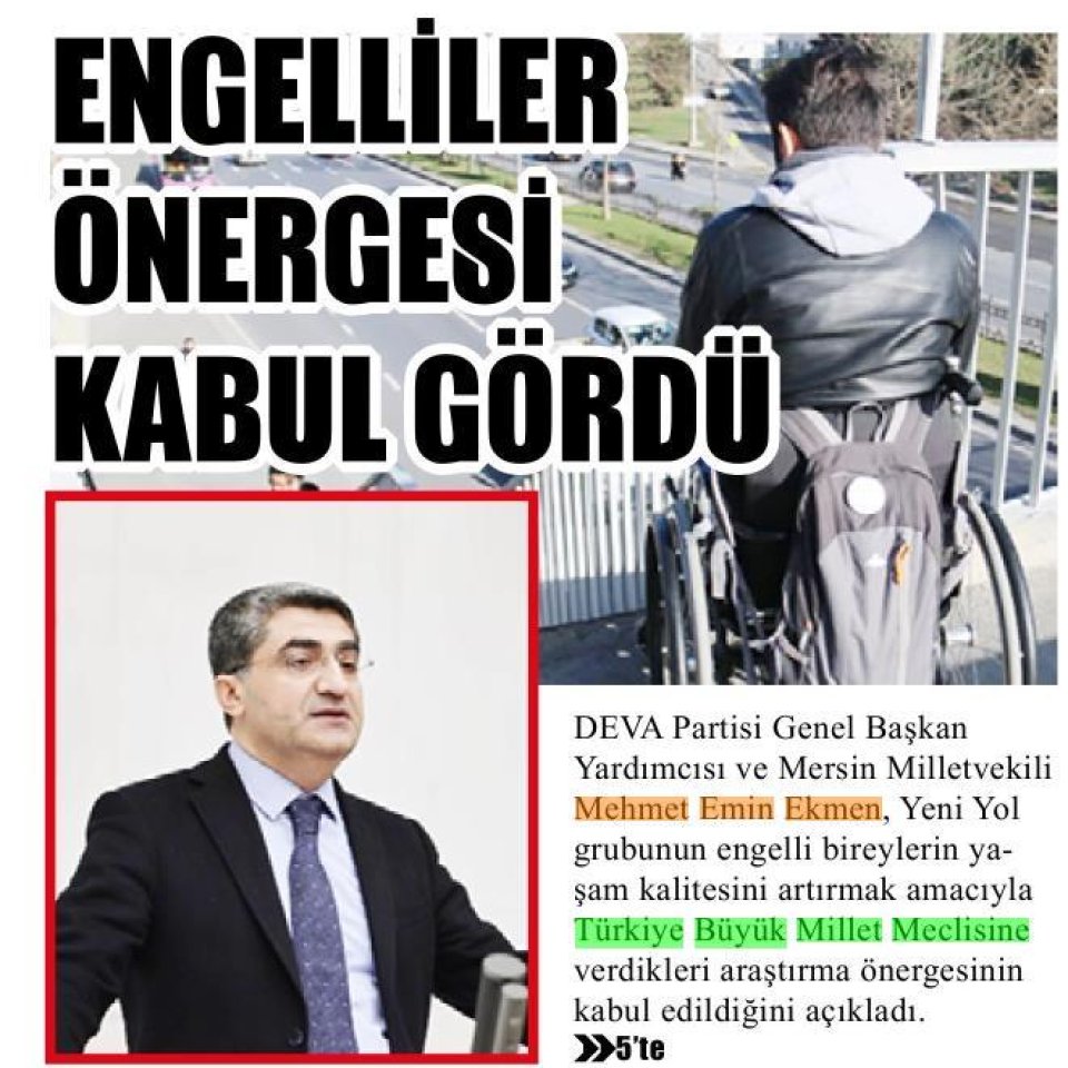  ENGELLİLER ÖNERGESİ KABUL GÖRDÜ