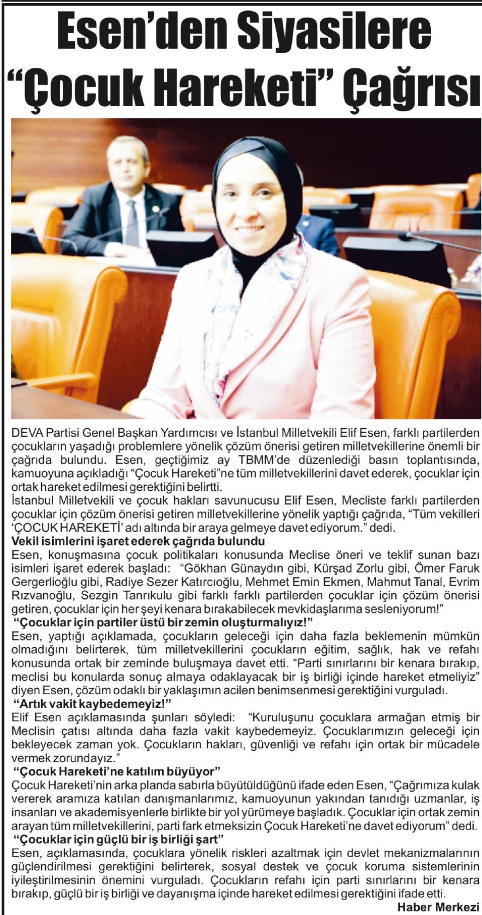 ESEN'DEN SİYASİLERE ÇOCUK HAREKETİ