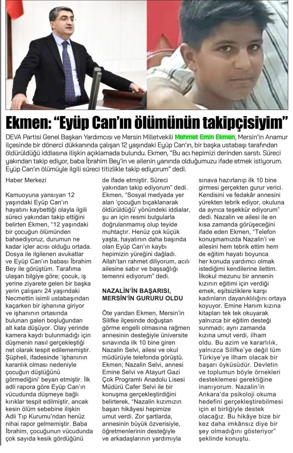EYÜP CAN'IN ÖLÜMÜNÜN TAKİPÇİSİYİM