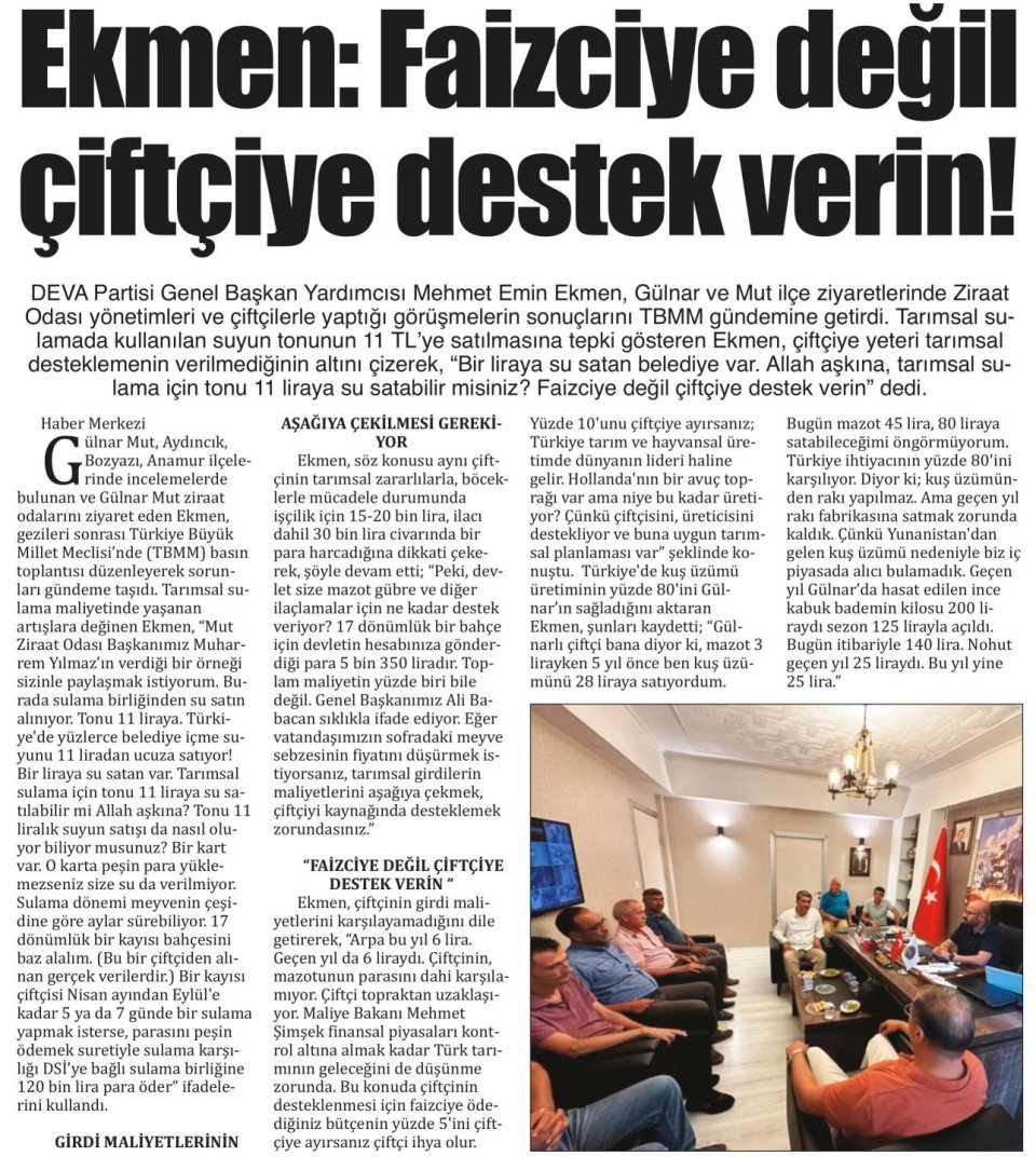 FAİZCİYE DEĞİL ÇİFTÇİYE DESTEK VERİN!
