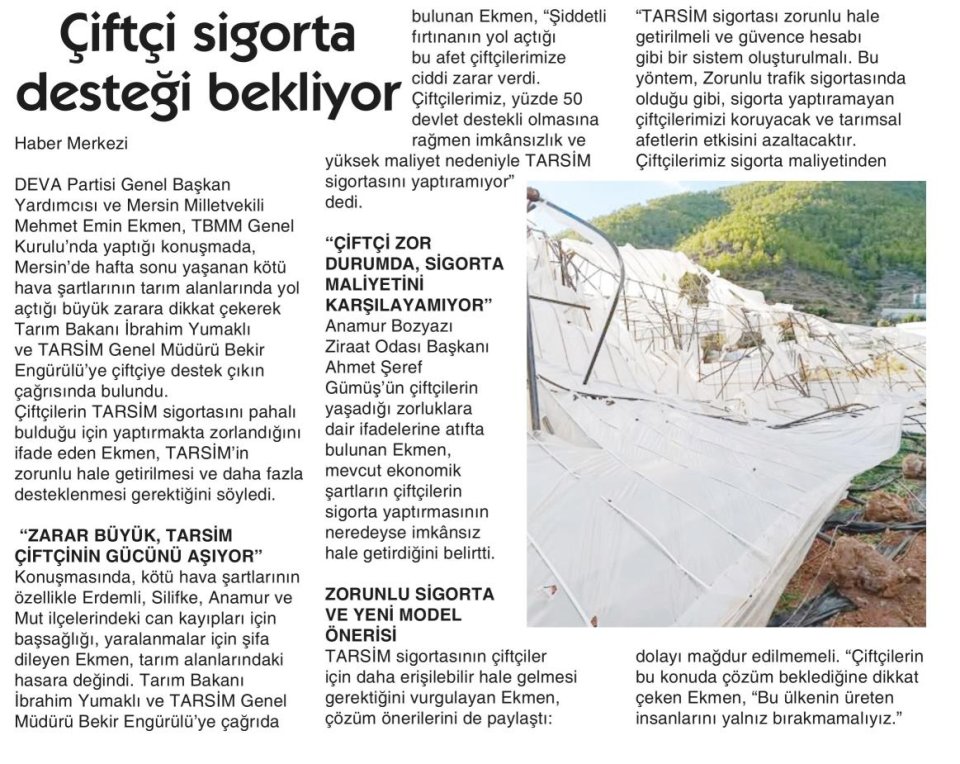 FIRTINA MAĞDURU MERSİN ÇİFTÇİSİ İÇİN DESTEK ÇAĞRISI