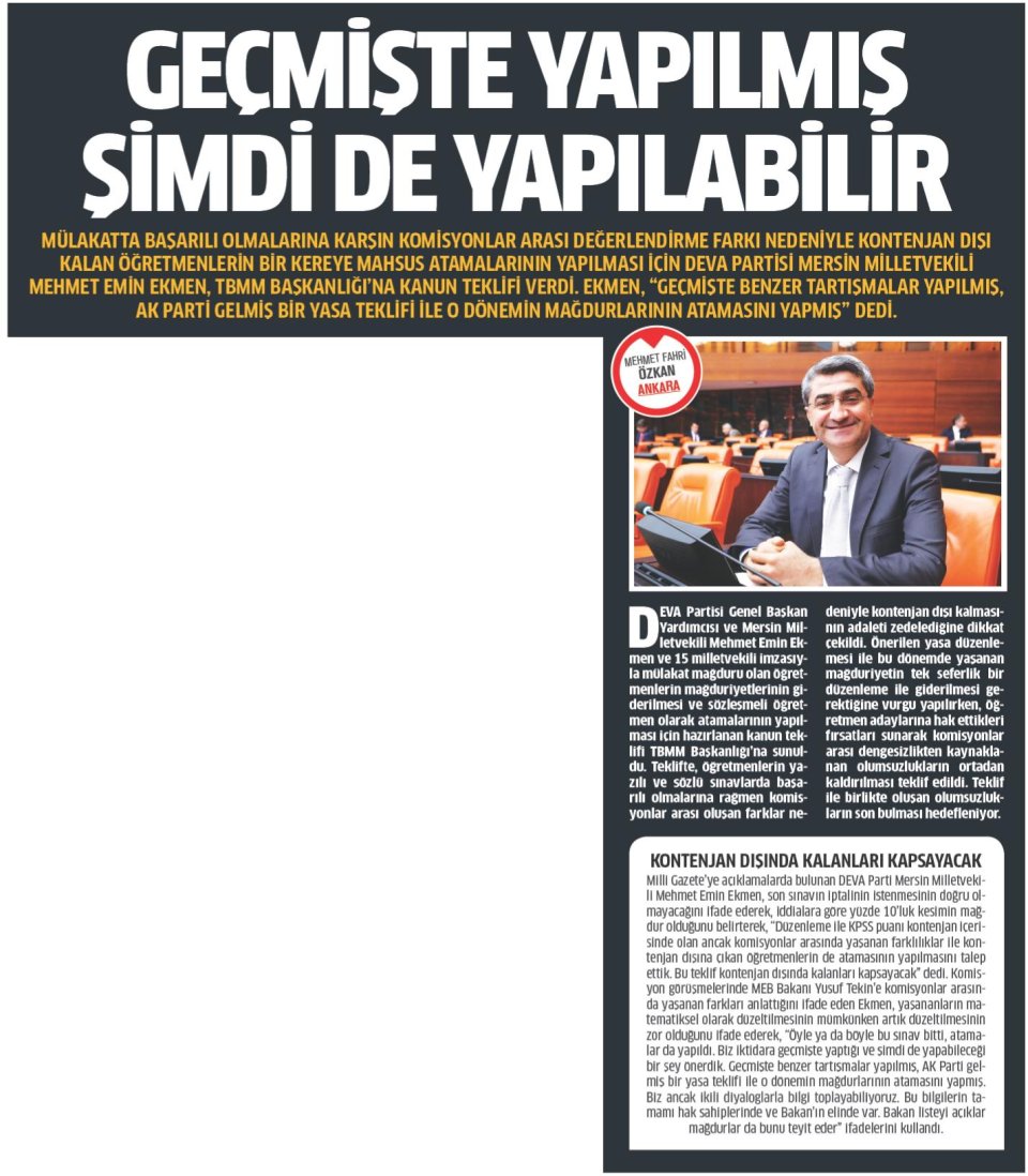 GEÇMİŞTE YAPILMIŞ ŞİMDİ DE YAPILABİLİR