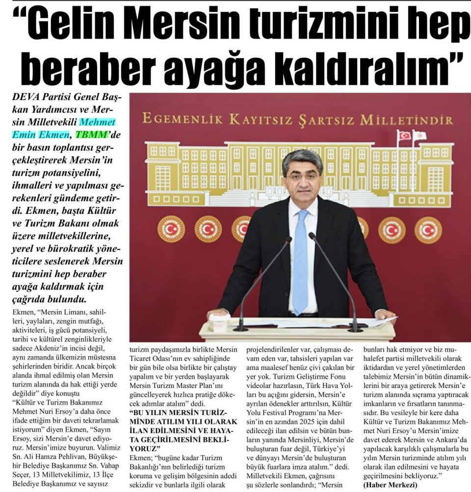 GELİN MERSİN TURİZMİNİ HEP BERABER AYAĞA KALDIRALIM