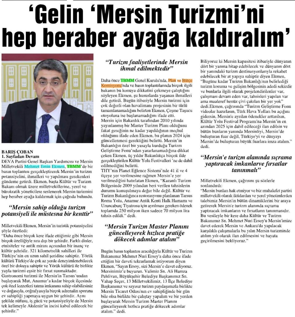 Gelin Mersin Turizmini hep beraber ayağa kaldıralım