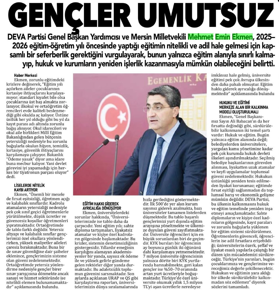 ''GENÇLER UMUTSUZ''