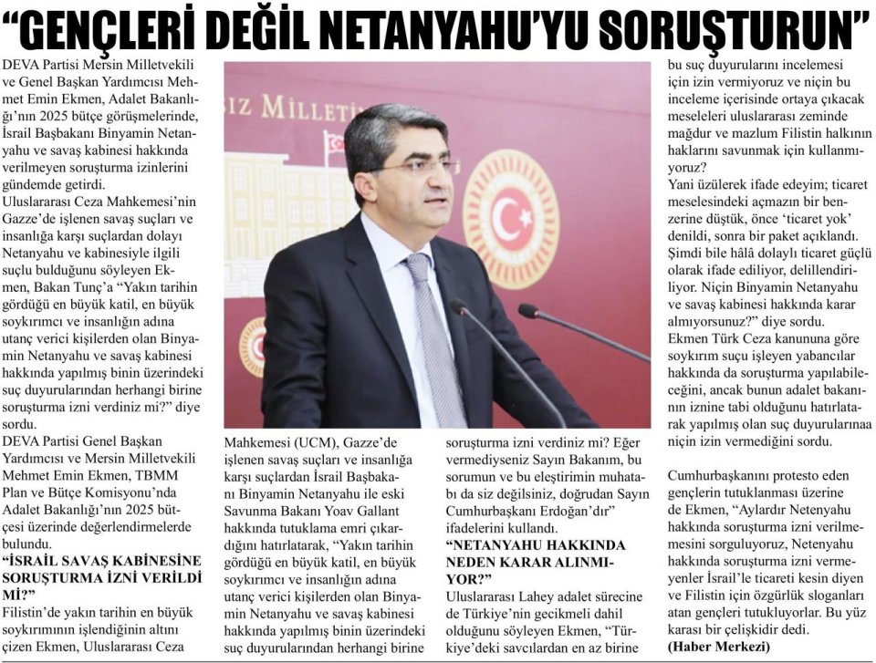 GENÇLERİ DEĞİL NETANYAHU YU SORUŞTURUN