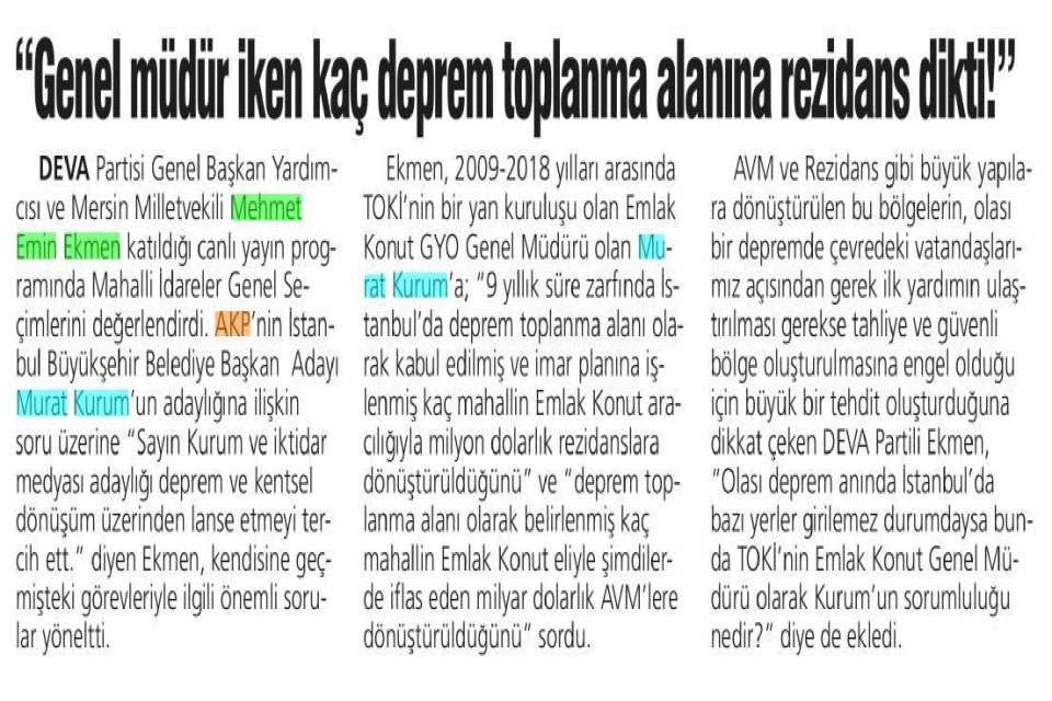 GENEL MÜDÜR İKEN KAÇ DEPREM TOPLANMA ALANINA REZİDANS DİKTİ!