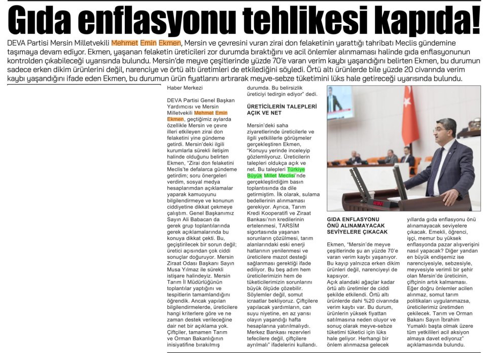  GIDA ENFLASYONU TEHLİKESİ KAPIDA!