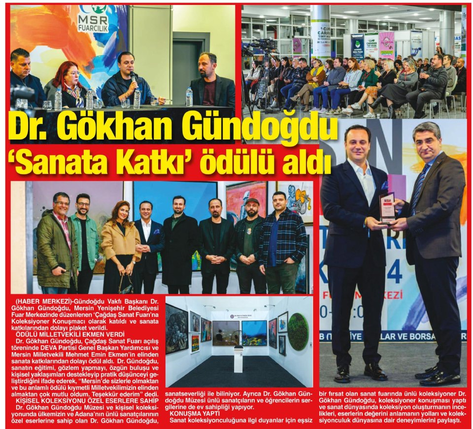GÖKHAN GÜNDOĞDU'YA SANATA VE SANATÇIYA KATKI PLAKETİ