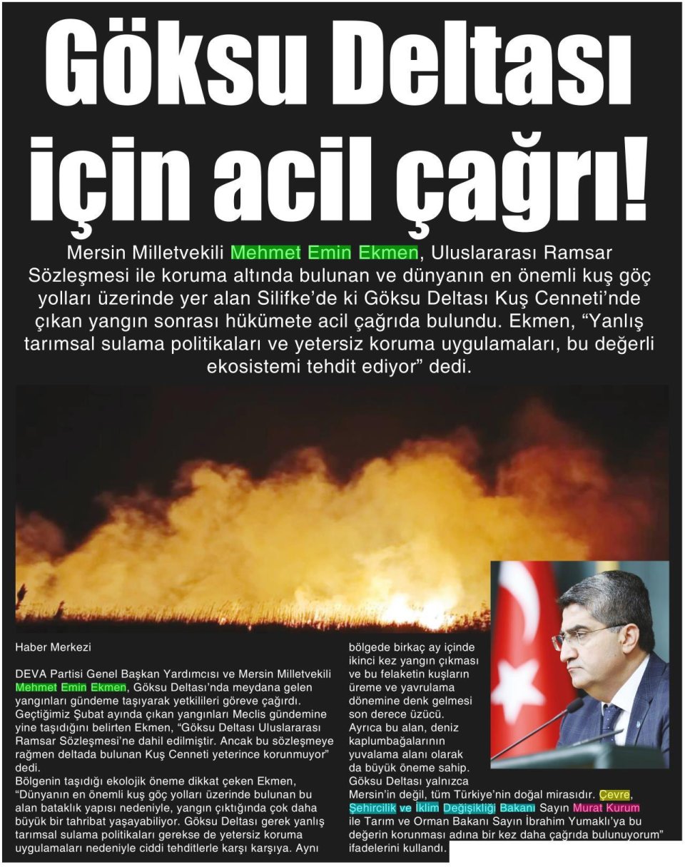 GÖKSU DELTASI İÇİN ACİL ÇAĞRI