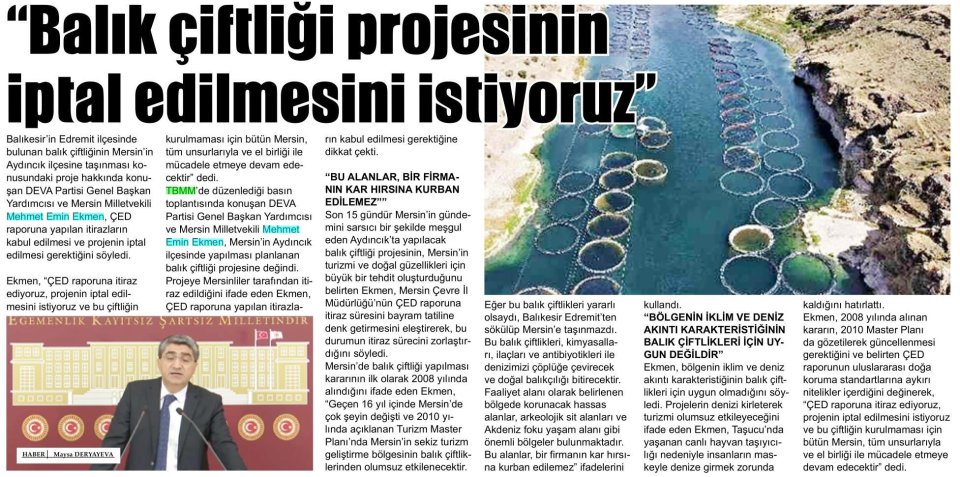 GPİİK ÇİFTLİĞİ PROJESİNİN İPTAL EDİLMESİNİ İSLİYORUZ