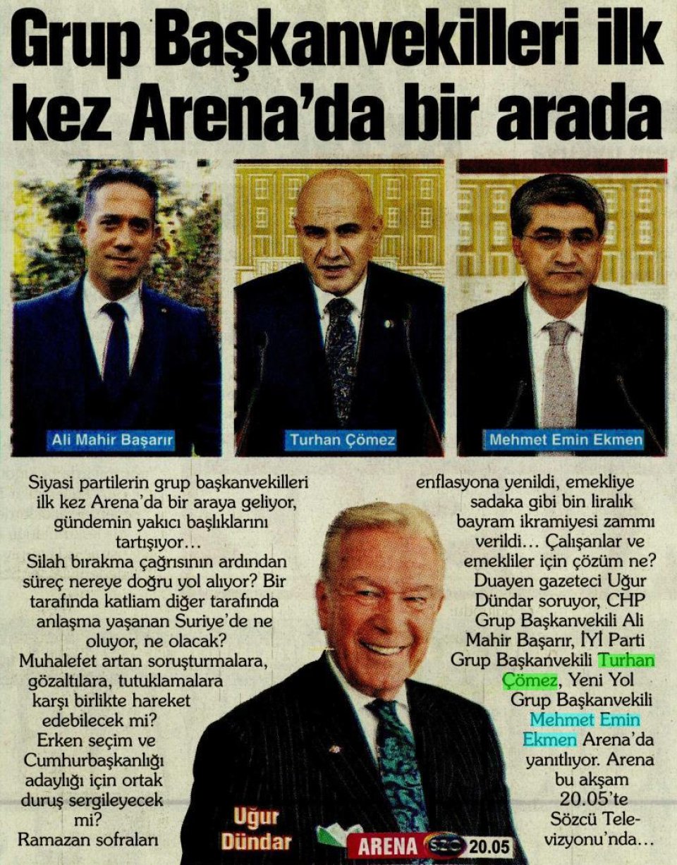  GRUP BAŞKANVEKİLLERÎ İLK KEZ ARENA'DA BİR ARADA