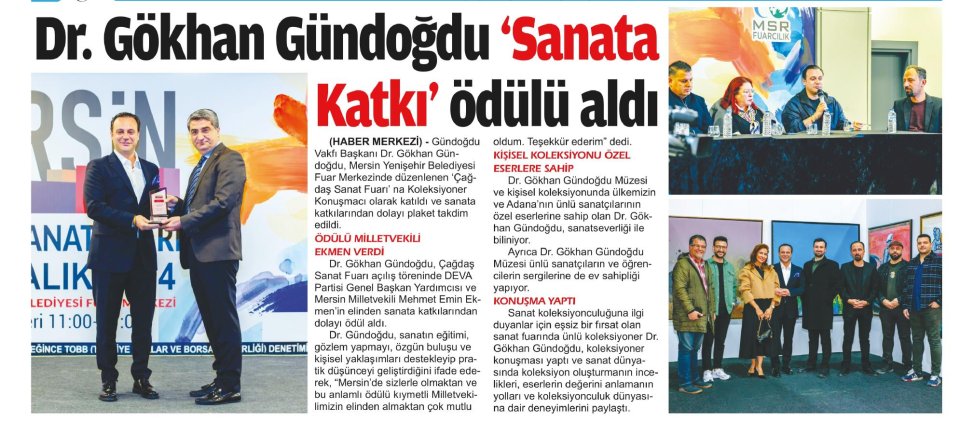 GÜNDOĞDU 'SANATA KATKI ÖDÜLÜ ALDI