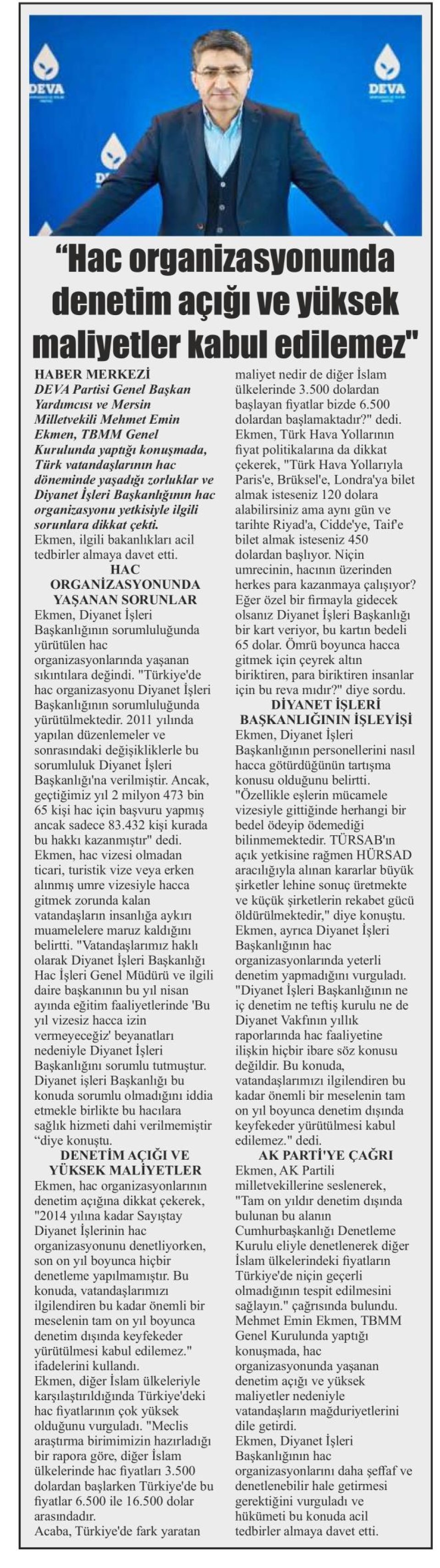 HAC ORGANİZASYONUNDA DENETİM AÇIĞI VE YÜKSEK MALİYETLER KABUL EDİLEMEZ