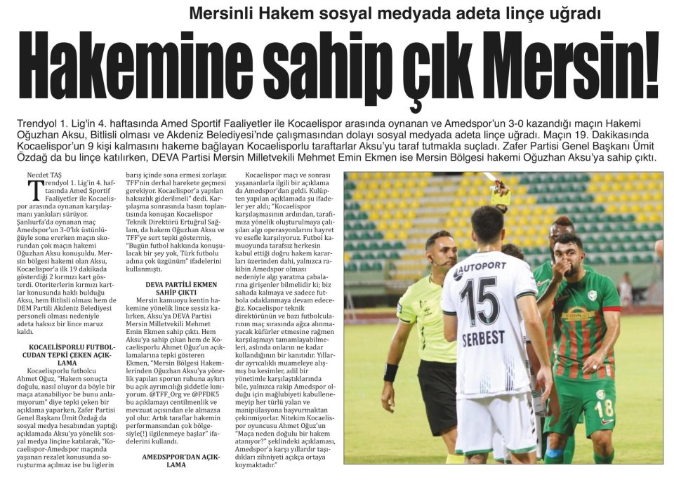 HAKEMİNE SAHİP ÇIK MERSİN